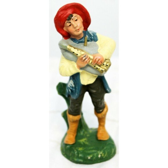 VTG Fontanini Paper Mache Nativity Boy Flute Music Player Figurine Italian - Picture 1 of 10